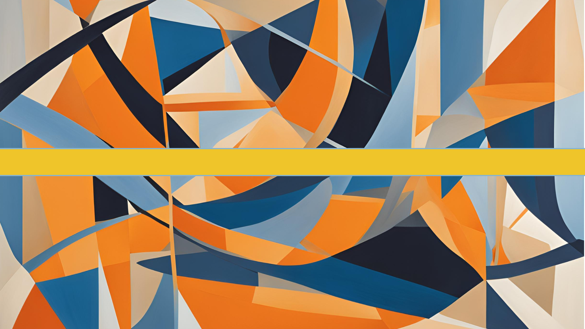 Abstract geometric image - blue, orange and yellow shapes. 