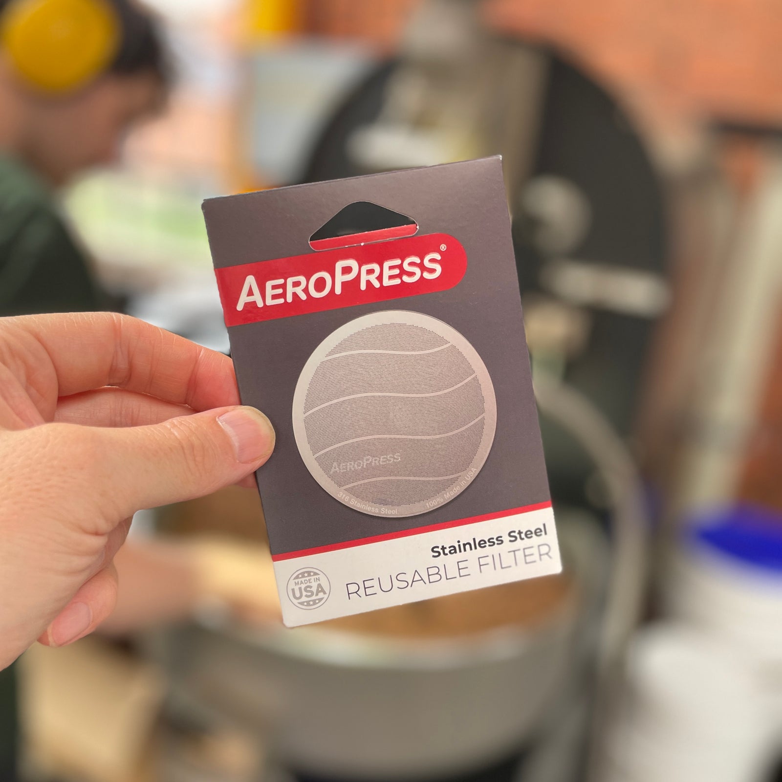 Photo of the filter being held my a member of the FCR team. 